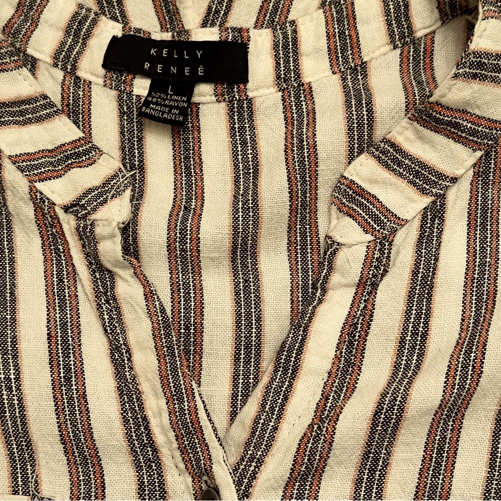 Kelly Renee Linen-Blend Striped Sleeveless Romper - Picture 8 of 9
